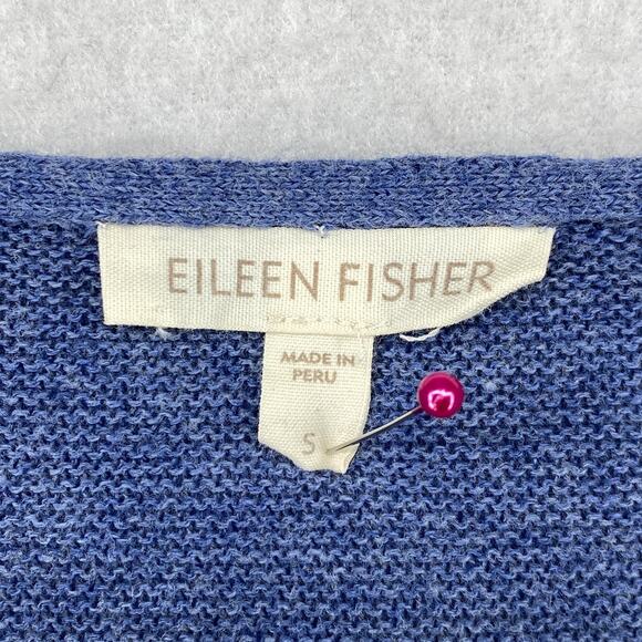 EILEEN FISHER Sweater S Organic Cotton Tunic Deep V-Neck Dolman Sleeve Blue - Picture 5 of 11
